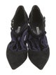 Manolo Blahnik Suede Cutout Accent T-Strap Pumps