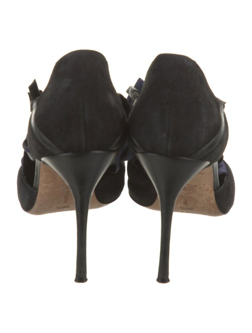 Manolo Blahnik Suede Cutout Accent T-Strap Pumps