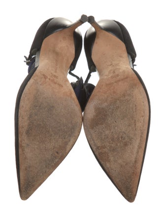 Manolo Blahnik Suede Cutout Accent T-Strap Pumps