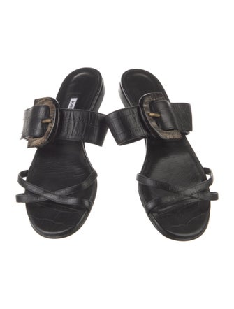 Manolo Blahnik Leather Slides