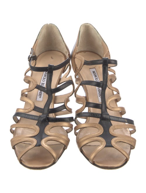 Manolo Blahnik Leather Cutout Accent Gladiator Sandals