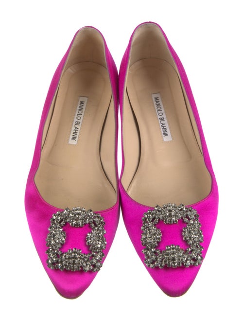 Manolo Blahnik Satin Crystal Embellishments Ballet Flats