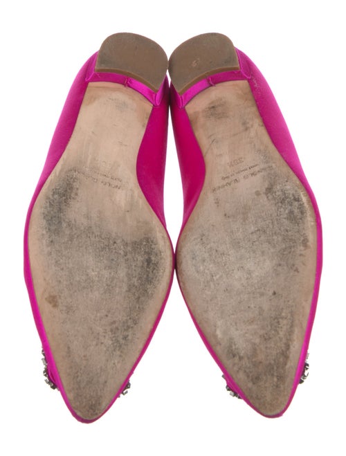 Manolo Blahnik Satin Crystal Embellishments Ballet Flats