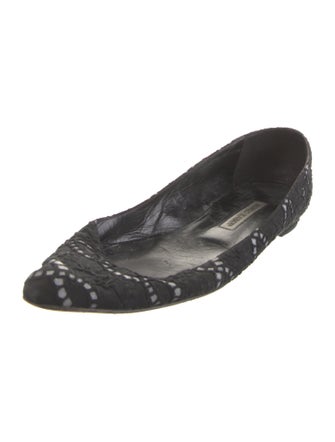 Manolo Blahnik Printed Embroidered Accent Flats