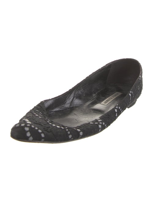Manolo Blahnik Printed Embroidered Accent Flats