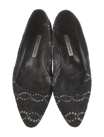 Manolo Blahnik Printed Embroidered Accent Flats