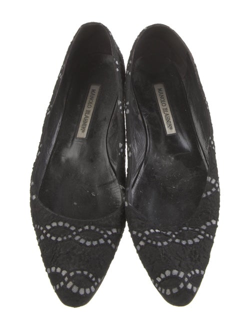 Manolo Blahnik Printed Embroidered Accent Flats