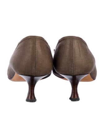 Manolo Blahnik Canvas Bow Accents Pumps