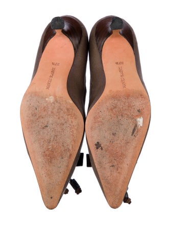 Manolo Blahnik Canvas Bow Accents Pumps