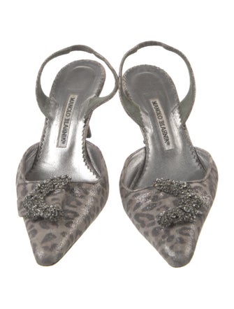 Manolo Blahnik Suede Animal Print Slingback Pumps