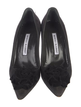 Manolo Blahnik Suede Floral Print Pumps