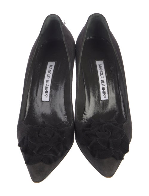 Manolo Blahnik Suede Floral Print Pumps