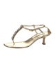 Manolo Blahnik Leather Crystal Embellishments T-Strap Sandals