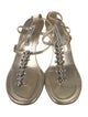 Manolo Blahnik Leather Crystal Embellishments T-Strap Sandals