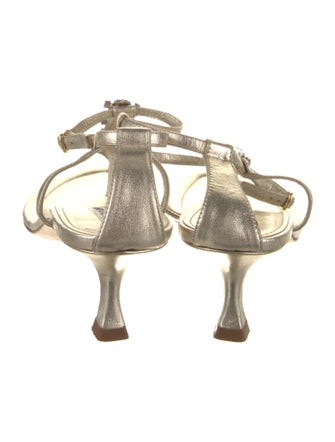 Manolo Blahnik Leather Crystal Embellishments T-Strap Sandals