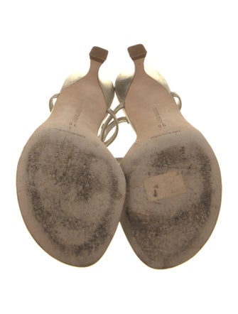 Manolo Blahnik Leather Crystal Embellishments T-Strap Sandals