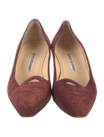 Manolo Blahnik Suede Lasercut Accents Pumps