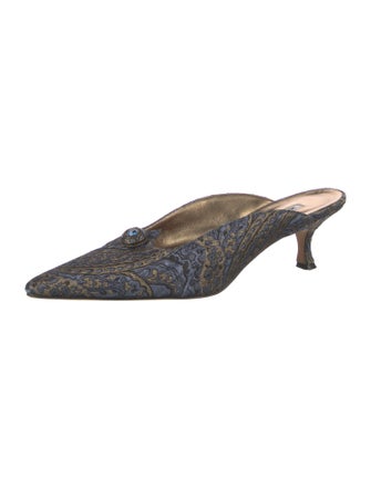 Manolo Blahnik Printed Crystal Embellishments Mules