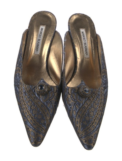 Manolo Blahnik Printed Crystal Embellishments Mules