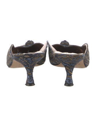 Manolo Blahnik Printed Crystal Embellishments Mules