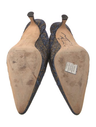 Manolo Blahnik Printed Crystal Embellishments Mules