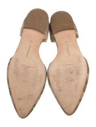 Manolo Blahnik Canvas Printed D'Orsay Flats