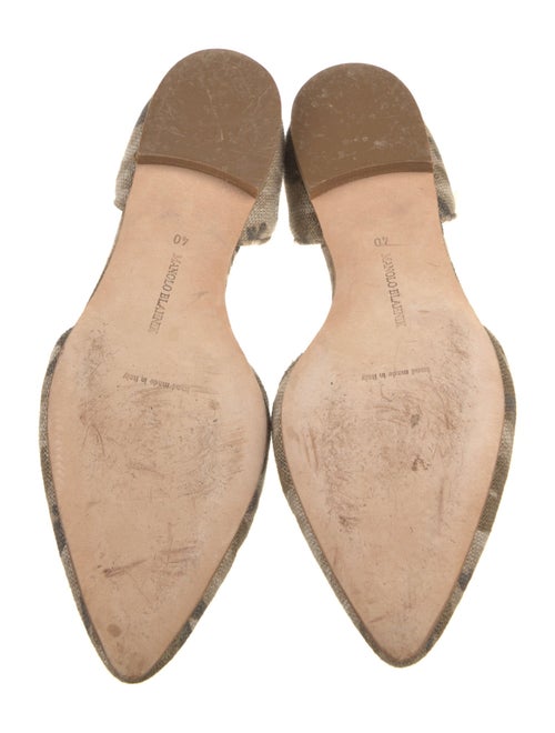 Manolo Blahnik Canvas Printed D'Orsay Flats