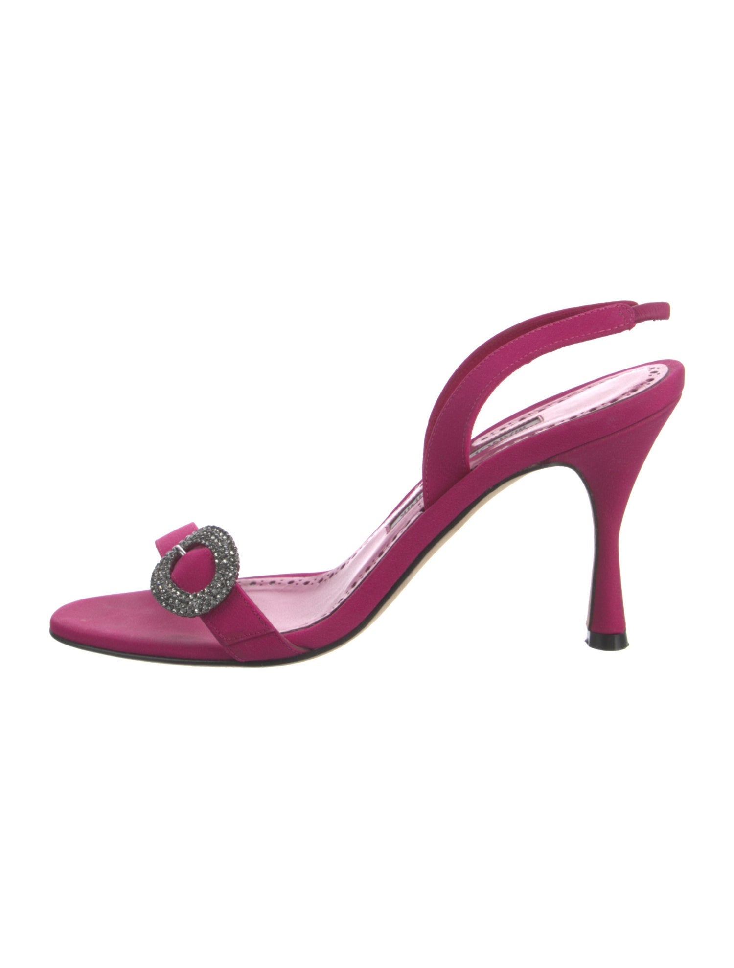 Manolo Blahnik Crystal Embellishments Slingback Sandals