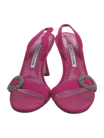 Manolo Blahnik Crystal Embellishments Slingback Sandals