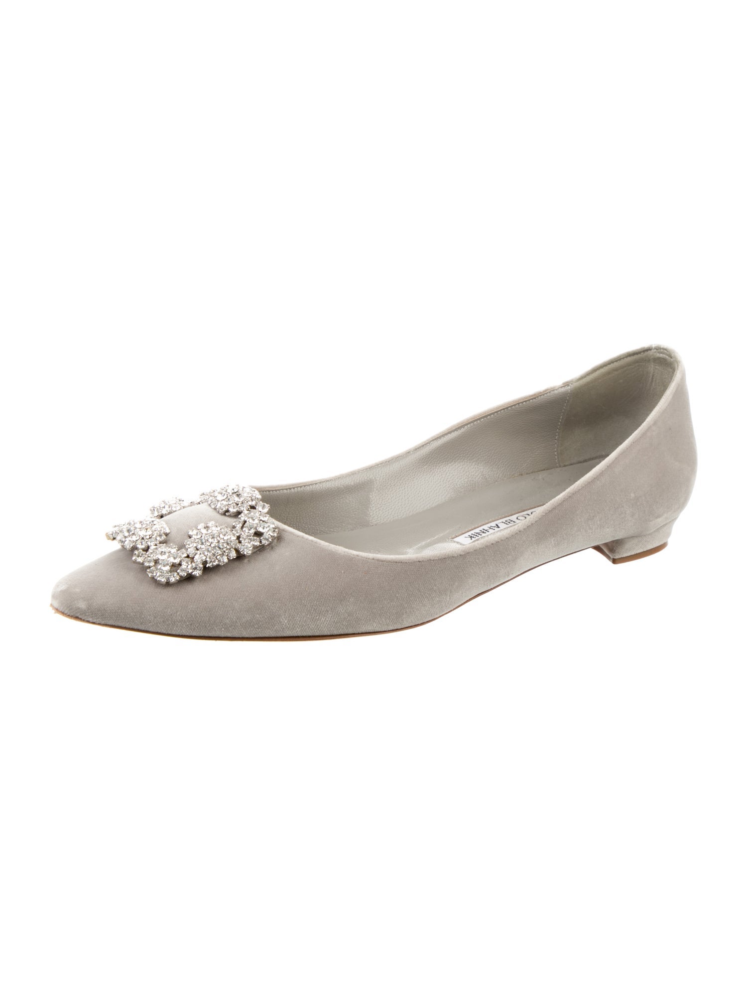 Manolo Blahnik Velvet Crystal Embellishments Flats