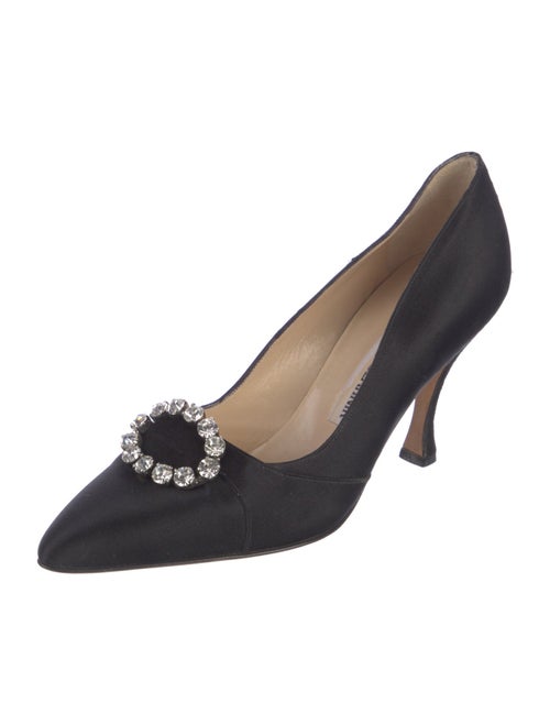 Manolo Blahnik Camellia Accent Satin Pumps