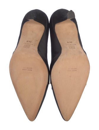 Manolo Blahnik Camellia Accent Satin Pumps