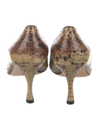 Manolo Blahnik Python Animal Print Pumps