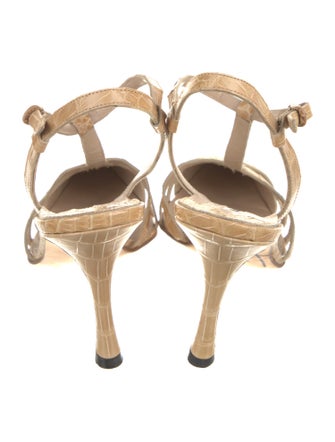 Manolo Blahnik Leather Cutout Accent T-Strap Sandals