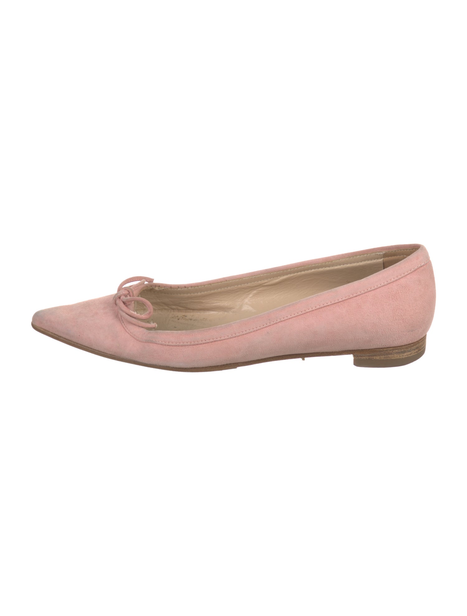 Manolo Blahnik Leather Bow Accents Ballet Flats
