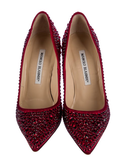 Manolo Blahnik Satin Crystal Embellishments Pumps