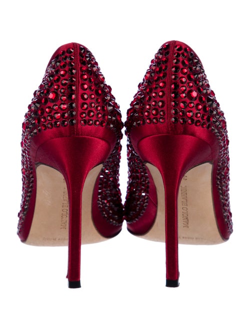 Manolo Blahnik Satin Crystal Embellishments Pumps