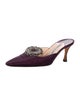 Manolo Blahnik Satin Crystal Embellishments Mules