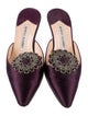 Manolo Blahnik Satin Crystal Embellishments Mules