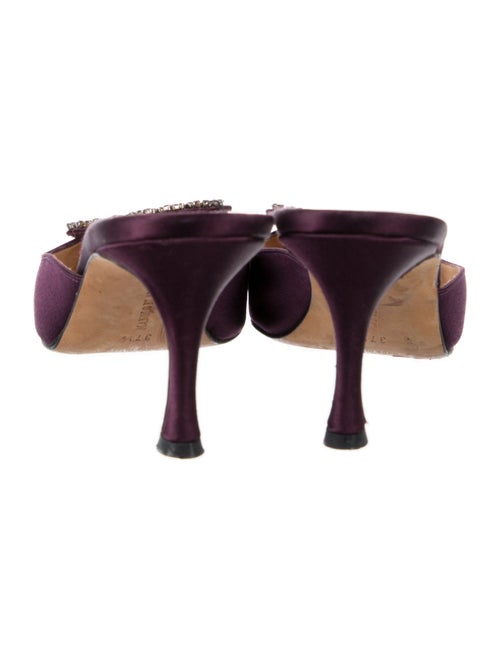 Manolo Blahnik Satin Crystal Embellishments Mules