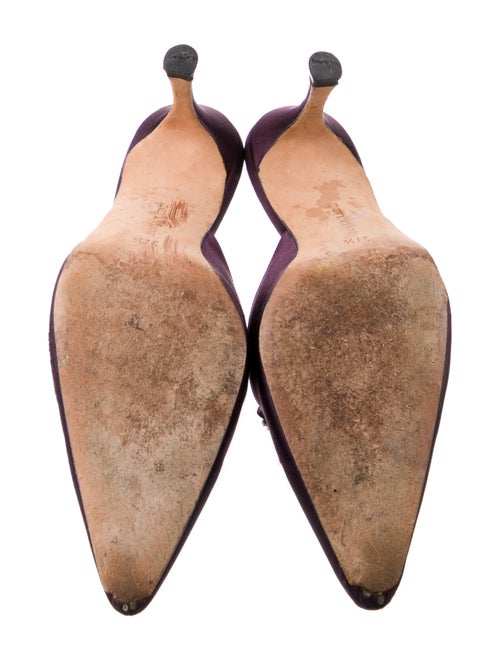 Manolo Blahnik Satin Crystal Embellishments Mules