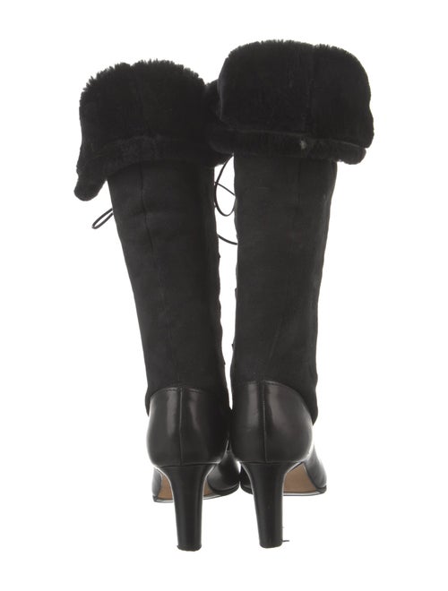 Manolo Blahnik Suede Leather Trim Embellishment Lace-Up Boots