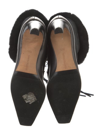 Manolo Blahnik Suede Leather Trim Embellishment Lace-Up Boots