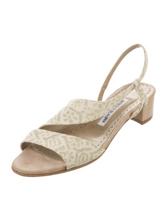 Manolo Blahnik Canvas Slingback Sandals