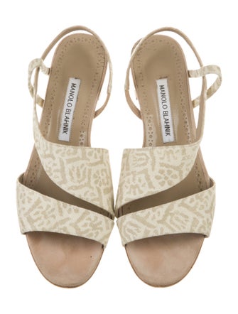 Manolo Blahnik Canvas Slingback Sandals