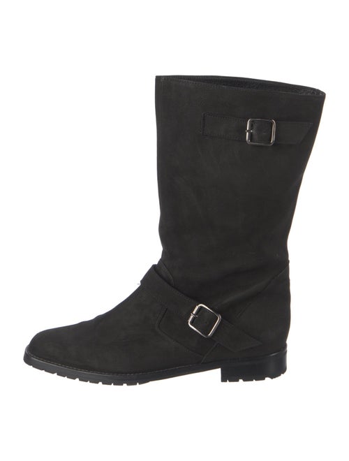 Manolo Blahnik Suede Moto Boots