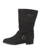 Manolo Blahnik Suede Moto Boots