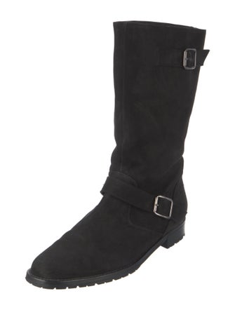 Manolo Blahnik Suede Moto Boots