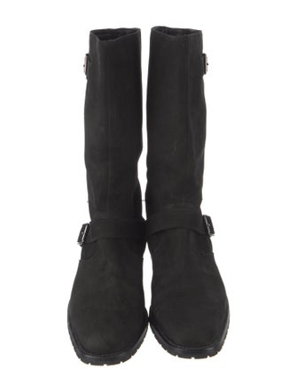 Manolo Blahnik Suede Moto Boots