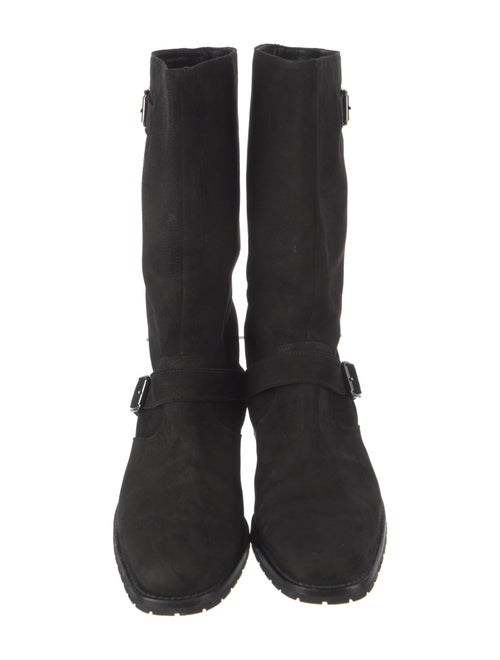 Manolo Blahnik Suede Moto Boots